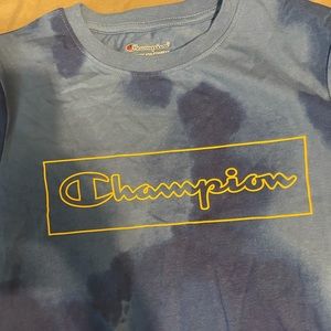 Blue tie die champion shirt